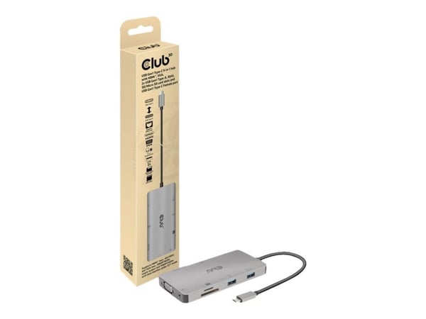 Club 3D USB Gen1 Type-C 9-in-1 -keskitin - Telakointiasema - USB-C - VGA, HDMI - GigE