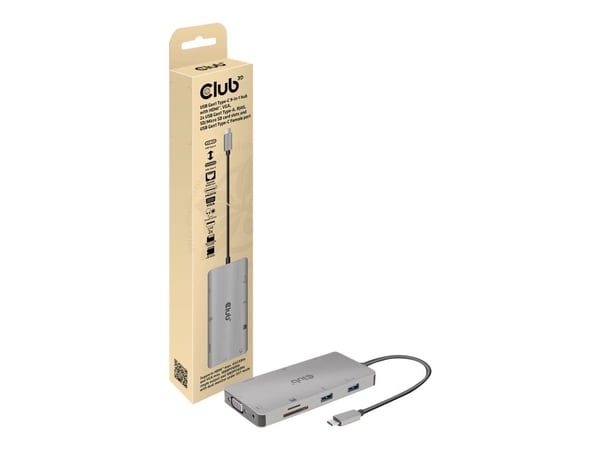 Club 3D USB Gen1 Type-C 9-in-1 -keskitin - Telakointiasema - USB-C - VGA, HDMI - GigE