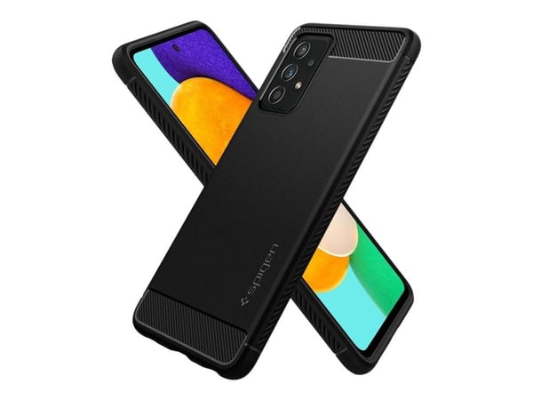 Spigen Rugged Armor - bakdeksel til mobiltelefon - termoplastisk polyuretan (TPU) - matt svart - for Samsung Galaxy A52, A52 5G