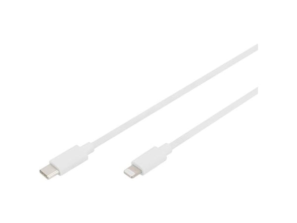 DIGITUS - Lightning-kabel - USB-C hann til Lightning hann - 2 m - dobbeltisolert - hvit - USB Power Delivery (18 W), støtte for Power Delivery 2,0