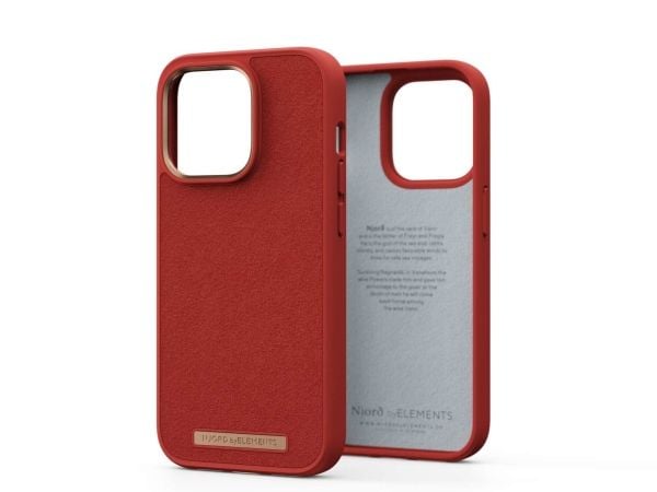Njord byELEMENTS Suede Comfort+, Suojus, Apple, iPhone 14 Plus, 17 cm (6.7"), Oranssi