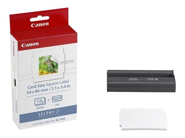 Canon KC-18IS - (18 ark skrivebåndskassett og papirsett - for Canon SELPHY CP1000, CP1200, CP1300, CP820, CP900, CP910