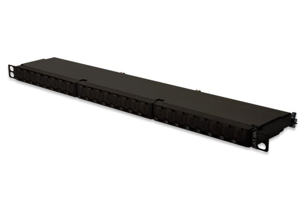 DIGITUS DN-91624S-SL-EA - Koblingspanel - CAT 6a - STP - RJ-45 X 24 - svart, RAL 9005 - 0.5U - 19"