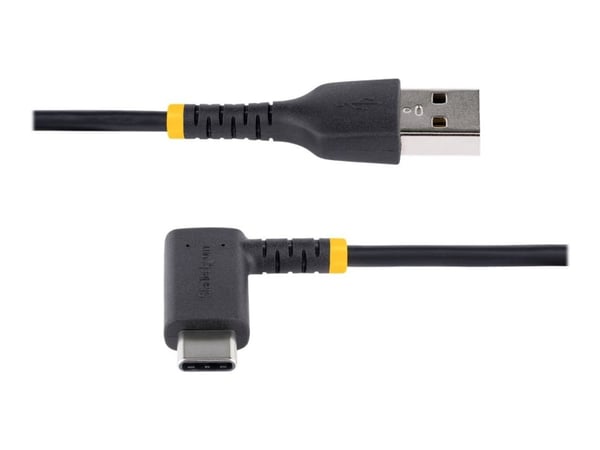 StarTech.com 1 fot (30 cm) USB A til C-ladekabel rett vinkel, kraftig hurtiglading USB-C-kabel, USB 2.0 A til Type-C, slitesterk og robust aramidfi...
