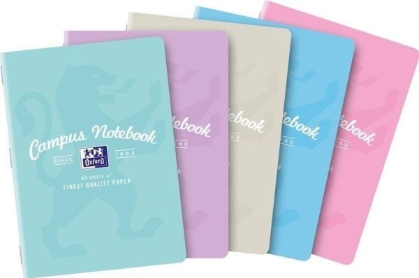 Oxford skrivblock A5/60K linjal Campus Pastel (5 st)