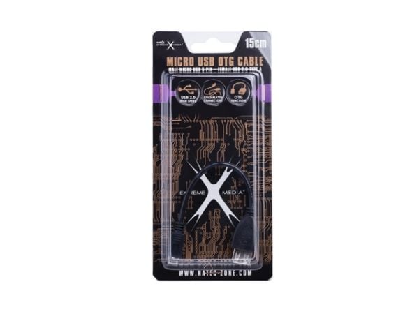 NATEC NKA-0614, 0,15 m, USB A, Micro-USB B, USB 2.0, Hankjønn/hunkjønn, Sort