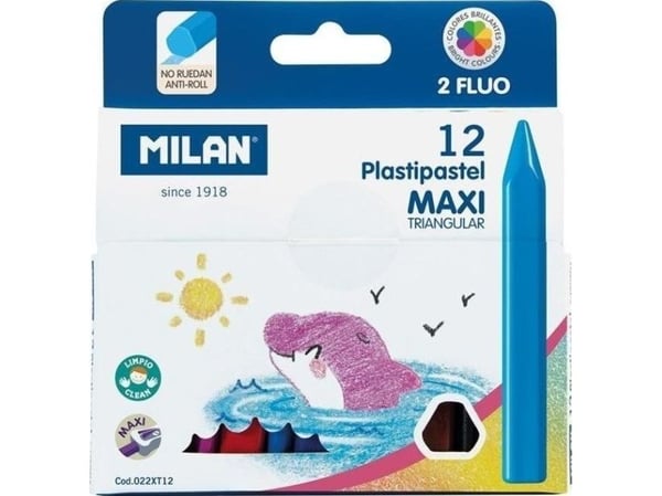 Milan vaxkritor maxi Plastipastel 12 färger (MILAN)