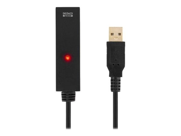 DELTACO USB2-EX3M - USB-jatkojohto - USB (naaras) - USB (uros) - USB 2.0 - 3 m - aktiivinen - musta
