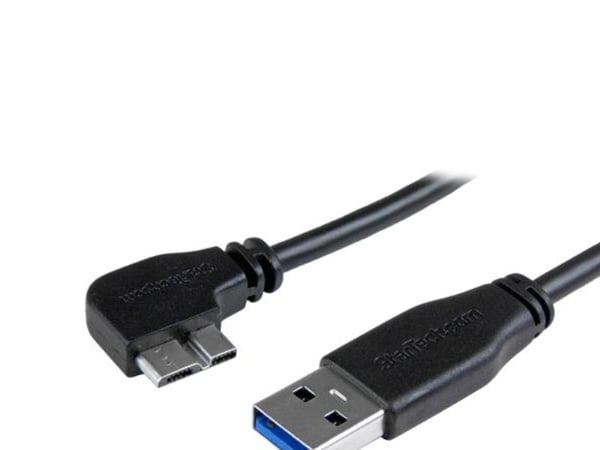 StarTech 2m 6 ft Slim Micro USB 3.0 Cable M/M - Left-Angle Micro-USB - USB 3.0 A to Micro B - Angled Micro USB - USB 3.1 Gen 1 (5Gbps) (USB3AU2MLS)...