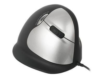 R-Go Ergonomic mouse HE Break - Vertikal mus - ergonomisk - høyrehendt - 5 knapper - kablet - USB - svart