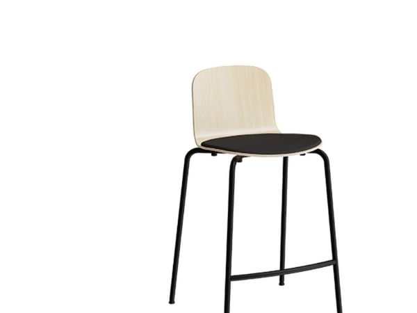 Barstol ADD Birk laminat, sæde i beige tekstil, hvide ben glans 10