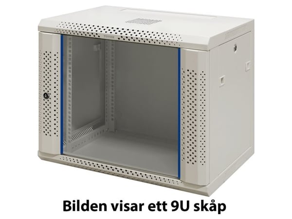 19" veggskap 12U 600x450, glassdør, hvit