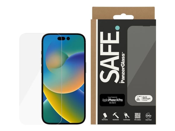 SAFE. by PanzerGlass™ | Koteloystävällinen - Skærmbeskytter matkapuhelimeen - Reunasta reunaan sopiva - Klart lasi | Apple iPhone 14 Pro
