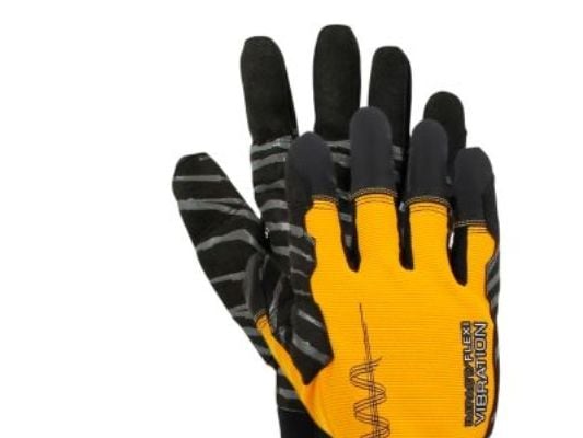 Eureka antivibrationshandske stl 11 - Impact Vibration Flexi, gul/svart, avtagbara fingertoppar