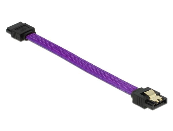 Delock Premium - SATA-kabel - Serial ATA 150/300/600 - SATA (hann) til SATA (hann) - 10 cm - låst - purpur