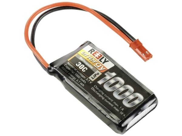 Reely modellbyggings-akkupakke (LiPo) 3.7 V 1000 mAh Celletall: 1 30 C, BEC-kontakt (RE-7747023)