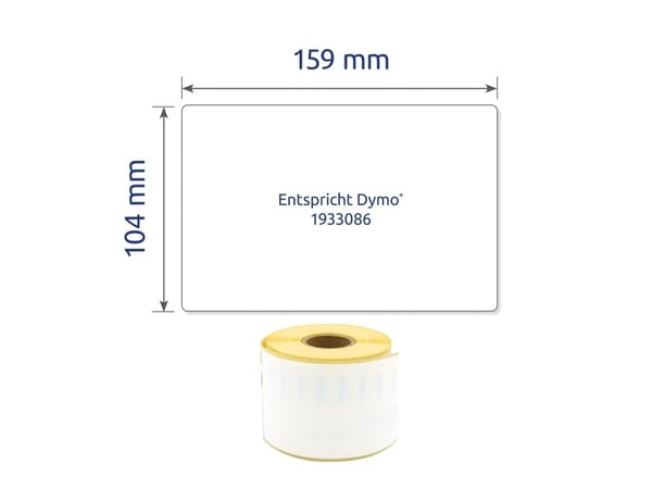 Avery A1933086 104 x 159 mm, rull, hvit holdbare polyesteretiketter på rull til etikettprinter (100% kompatibel med Dymo® LabelWriter™)