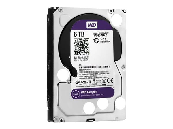 WD Purple WD60PURX - Harddisk - 6 TB - intern - 3.5" - SATA 6Gb/s - buffer: 64 MB