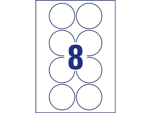 AVERY Zweckform merkeklistremerker, diameter 69 mm, hvit, rund, gjenlukkbar, papir ubelagt (6228REV-10) - 1 stk