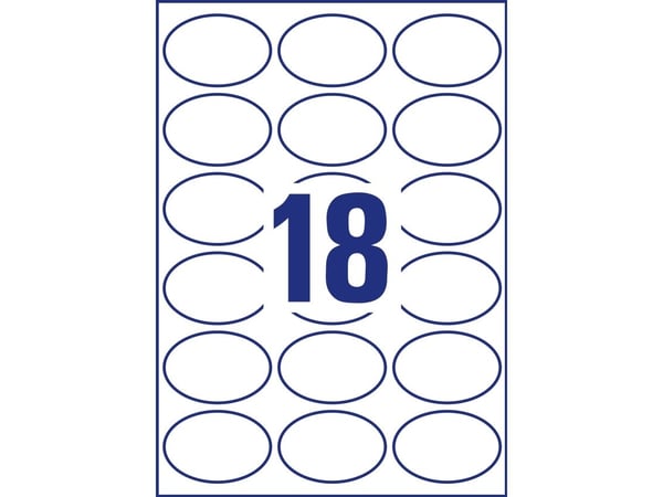 AVERY Zweckform identifikasjonsetiketter, ovale, 63,5x42,3 mm hvite, permanent selvklebende, ubestrøket papir, - 1 stk (6242-10)