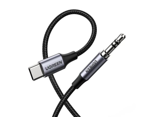 Ugreen 30633, 3,5 mm, Hanstik, USB typ C, Hanstik, 1 m, Sort, Sølv