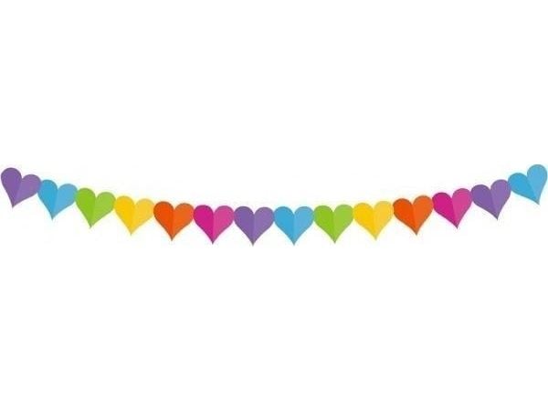 GoDan papirgirlander fargerike hjerter 360 cm