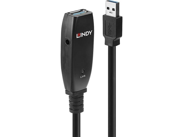 Lindy 43322, 15 m, USB A, USB A, USB 3.2 Gen 1 (3.1 Gen 1), 5 Gbit/s, Svart