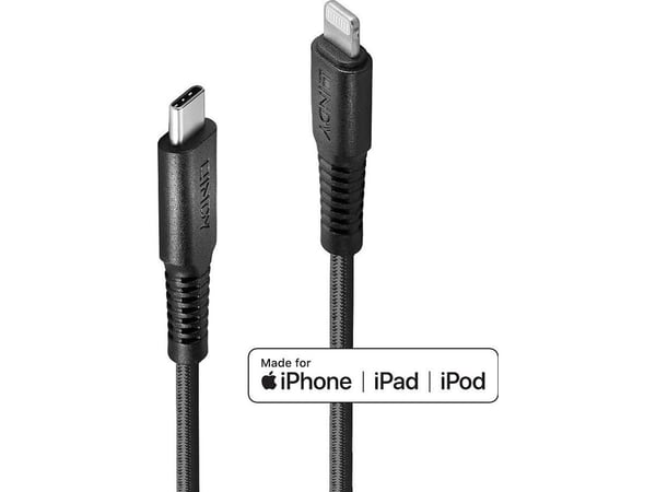 Lindy 31287, 2 m, Lightning, USB C, Uros, Uros, Musta