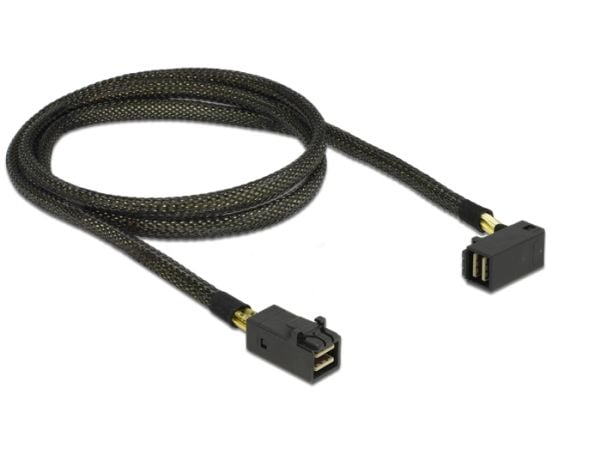 Delock - SAS intern kabel - SAS 12Gbit/s - 4 x Mini SAS HD (SFF-8643) (hann) til 4 x Mini SAS HD (SFF-8643) (hann) - 1 m - 90° kontakt
