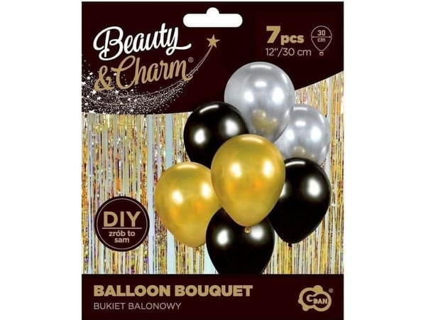 Ballonger B&C bouquet gull-sølv-svart 7 stk Godan