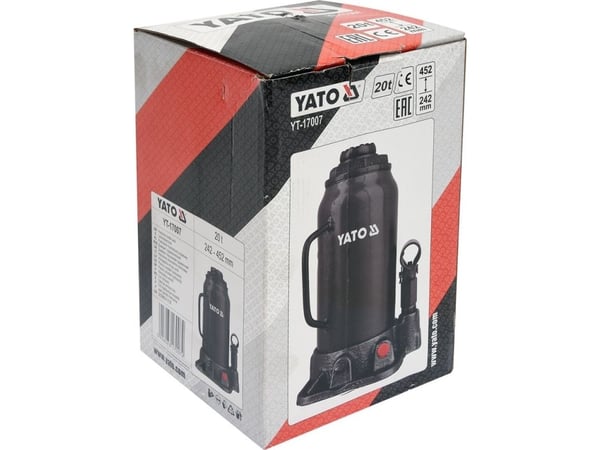 Yato YT-17007, Bil, 20000 kg, Mekanisk jekk, 24,2 cm, 45,2 cm, Sort