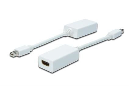 ASSMANN - HDMI-adapter - Mini DisplayPort hann til HDMI hunn - 15 cm - dobbeltisolert - hvit