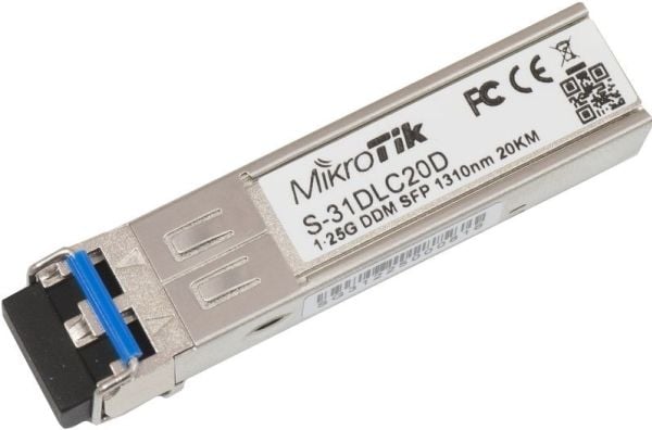MikroTik S-31DLC20D - SFP (mini-GBIC) transceiver modul - SFP (mini-GBIC) / LC enkelttilstand - op til 20 km - 1310 nm - 1310 nm