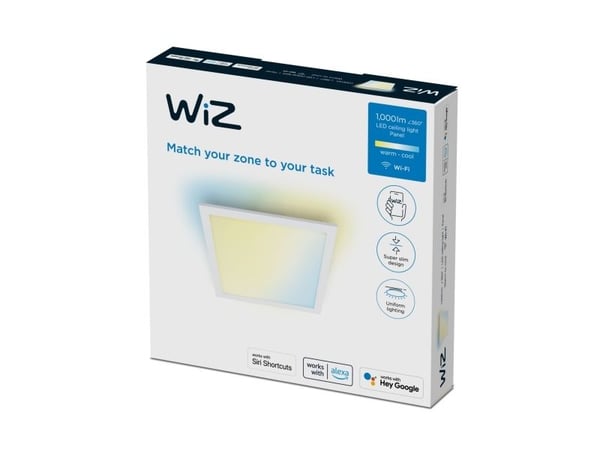WiZ Takpanel 36 W fyrkantig, Smart takbelysning, Wi-Fi, Vit, LED, Metall, Glödlampan/-lamporna kan inte bytas ut
