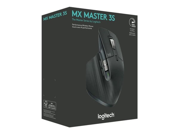 Logitech MX Master 3S - Mus - laser - 7 knapper - trådløs - Bluetooth, 2,4 GHz - Logitech BOLT-mottaker - grafitt