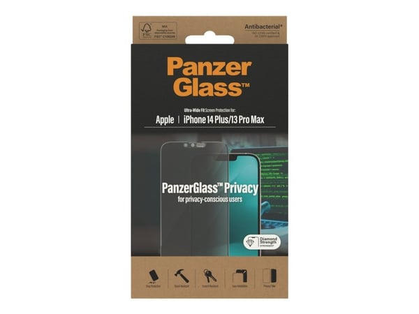 PanzerGlass ® Privacy Screen Protector iPhone 14 Plus | 13 Pro Max | Ultra-Wide Fit, Apple, Apple - iPhone 14 Plus, Apple - iPhone 13 Pro Max, Asen...
