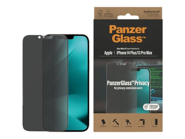 PanzerGlass ® Privacy Screen Protector iPhone 14 Plus | 13 Pro Max | Ultra-Wide Fit, Apple, Apple - iPhone 14 Plus, Apple - iPhone 13 Pro Max, Asen...