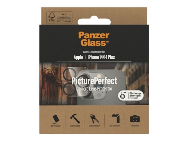 PanzerGlass™ | PicturePerfect - Objektiv skydd för mobiltelefon - ramfarve sort | Apple iPhone 14/14 Plus