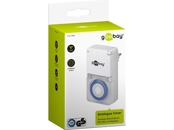 Goobay 73289, Daglig timer, Vit, Analog, 30 min, IP44, GS: TÜV Süd, WEEE