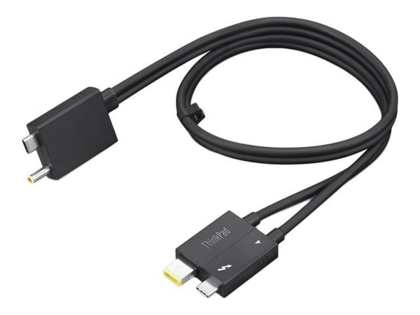 Lenovo Split Cable - Thunderbolt-kabel - USB-C / DC-strømjakk til USB-C, Slim Tip - Thunderbolt 4 - 70 cm - svart - for ThinkCentre M75t Gen 2 11W5