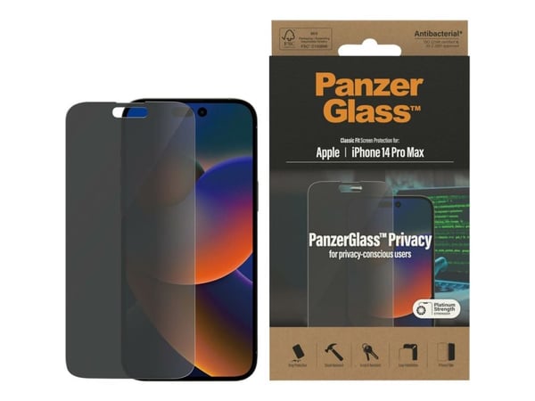 PanzerGlass ® Privacy Screen Protector iPhone 14 Pro Max | Classic Fit, Apple, Apple - iPhone 14 Pro Max, Asennus kuivana, Naarmuuntumisenkestävä, ...