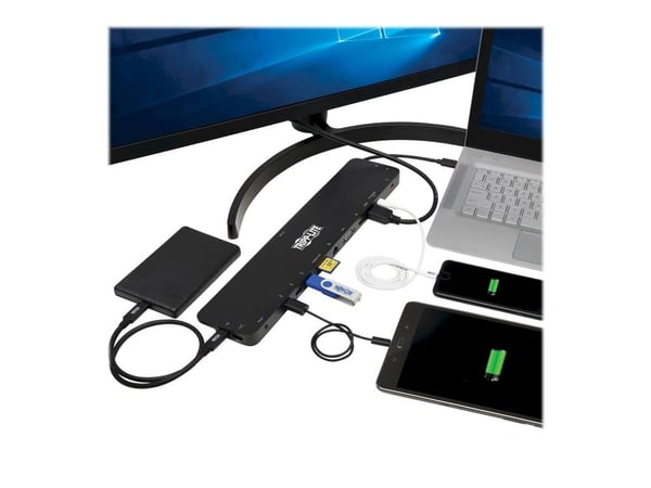Eaton Tripp Lite Series Triple-Monitor USB C Dock USB C Docking Station with 4K HDMI & DisplayPort, VGA - USB-A/C, GbE, 100W PD, Black - Dokkingsta...