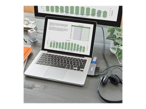 Eaton Tripp Lite Series USB C Docking Station HDMI USB-A SD/Micro SD PD Charging Gray - Dokkingstasjon - USB-C / Thunderbolt 3 - HDMI