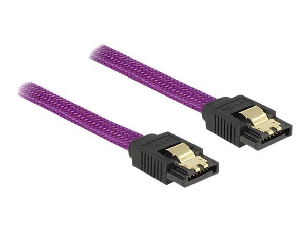 Delock Premium - SATA-kabel - Serial ATA 150/300/600 - SATA (hann) til SATA (hann) - 20 cm - låst - purpur