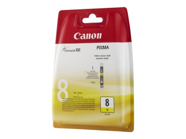 Canon CLI-8Y - 13 ml - gul - original - blekkbeholder - for PIXMA iP3500, iP4500, iP5300, MP510, MP520, MP610, MP960, MP970, MX700, MX850, Pro9000