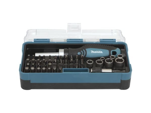 Makita - Ratcheting screwdriver with bit and socket set - 47 deler - inn boks