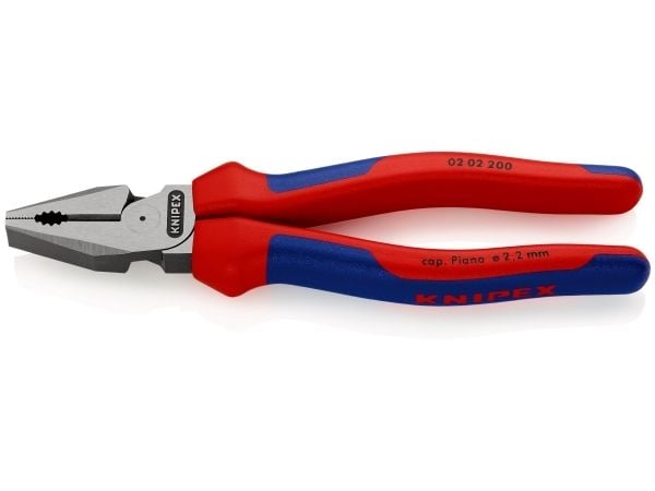 Knipex 02 02 200, Lineman-tång, Stål, Plast, Blå, Röd, 200 mm, 342 g