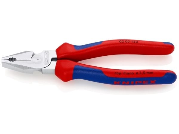 Knipex 02 05 180, Kombinasjonstang, 1,6 cm, Stål, Vinyl, Blå, Rød, 180 mm