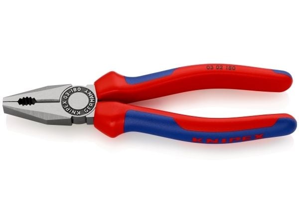 Knipex 03 02 180 SB, Lineman-tång, 1,2 cm, Stål, Plast, Blå, Röd, 54 mm