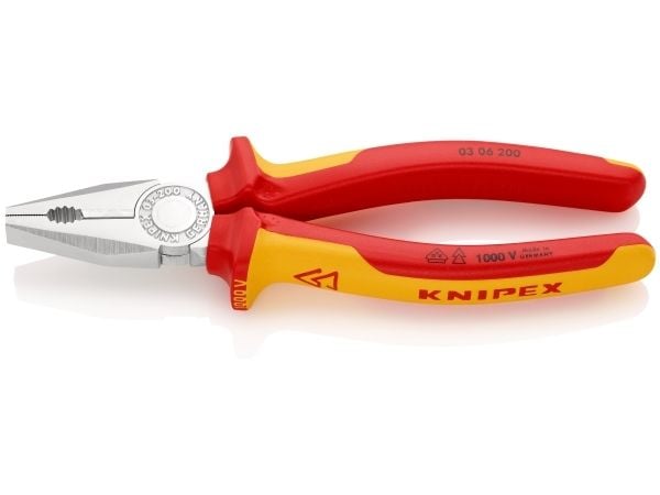 Knipex Kombizange 03 06 200, Kombinasjonstang, Stål, Plast, Oransje, Rød, 200 mm, 326 g